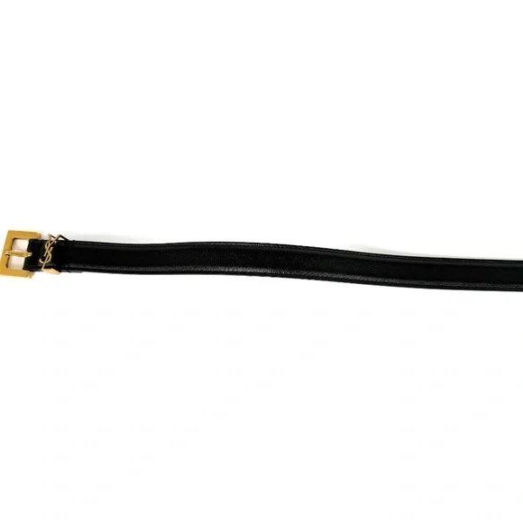 Saint Laurent Skinny YSL Logo Buckle Leather Belt 95 38